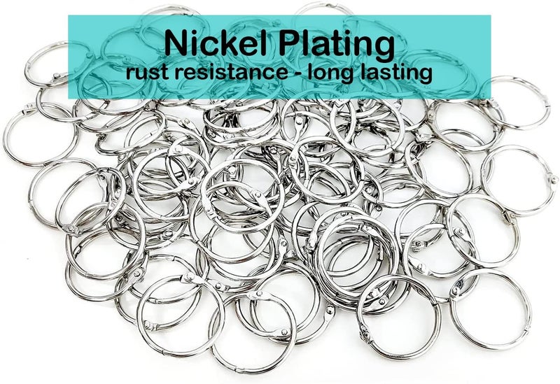 EXTRIC Loose Leaf Binder Rings 1 1/2 Inch, Metal Book Rings for Index Cards 100 Pack, Heavy Duty Nickel Plated Great for Flashcards, Home, School and Office - Image 3
